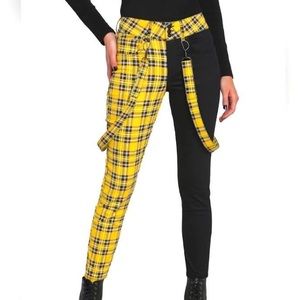 Hot Topic Yellow Plaid Split Jeans